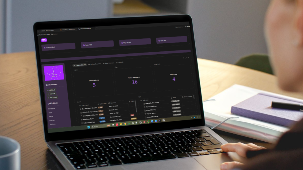 business owner calmly managing operations using kyznos system with clear workflow visibility